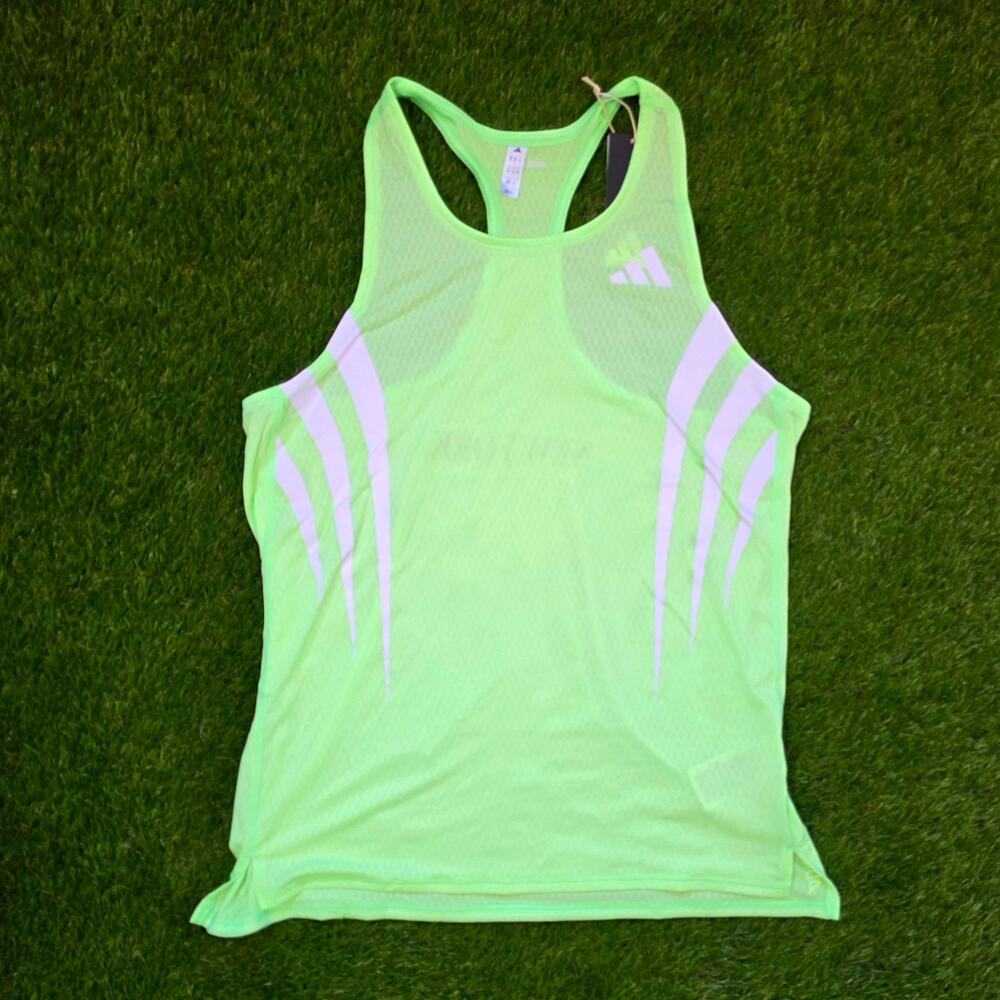 Adidas Men's Adizero Climacool New York Running Singlet Top JY6999 Green Size M